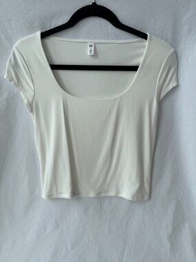 BP. Nordstrom Ivory Square Scoop Neck Crop Top M